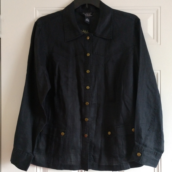 NY CITY DESIGN Sz 2X Ramie Embroidery Shirt Jacket - Picture 2 of 14